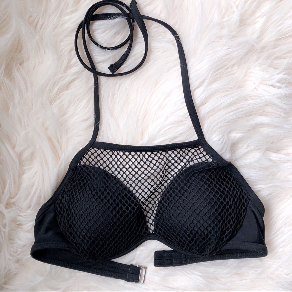 Black Mesh Swimsuit Bikini Top